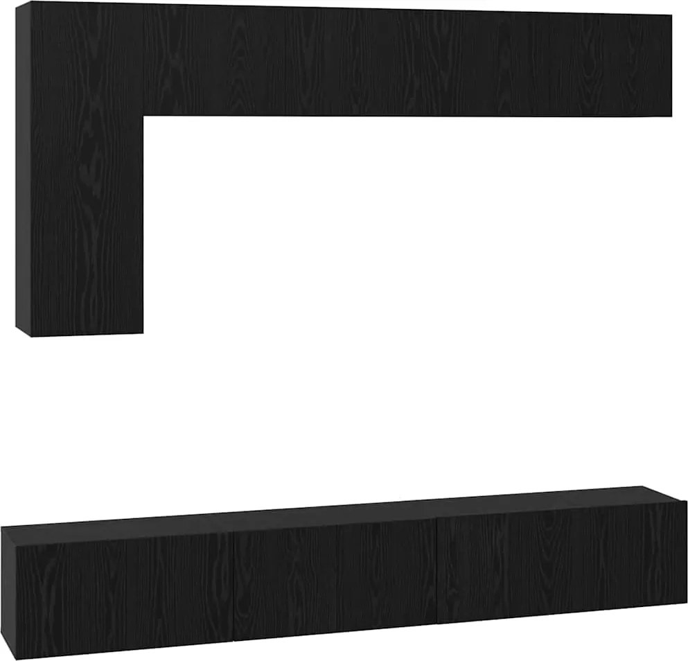 vidaXL Set comodă TV Pe perete 6 pcs Stejar Negru Lemn compozit