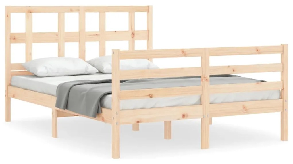 3194831 vidaXL Cadru de pat cu tăblie, 140x200 cm, lemn masiv