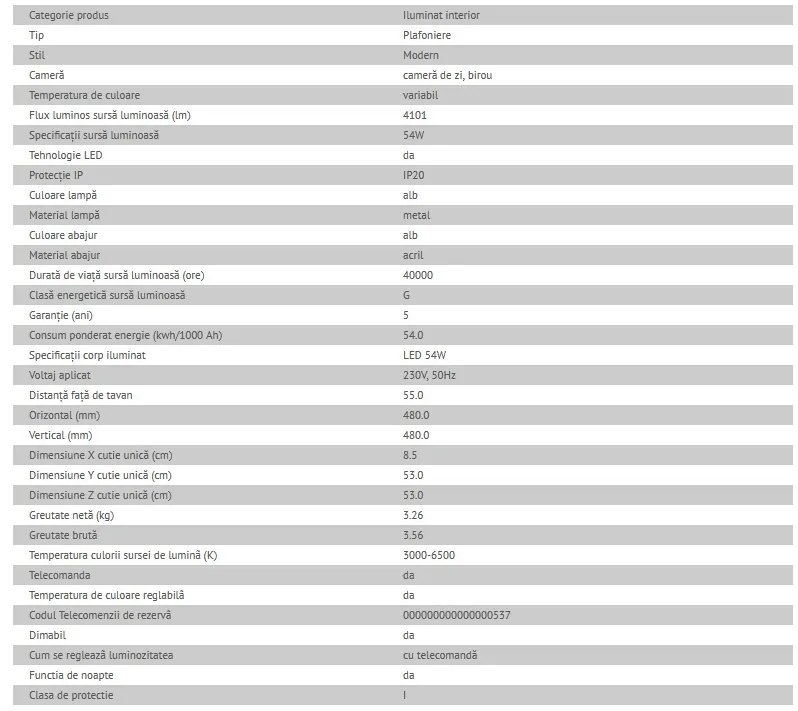 Plafoniera LED moderna cu telecomanda Taneli
