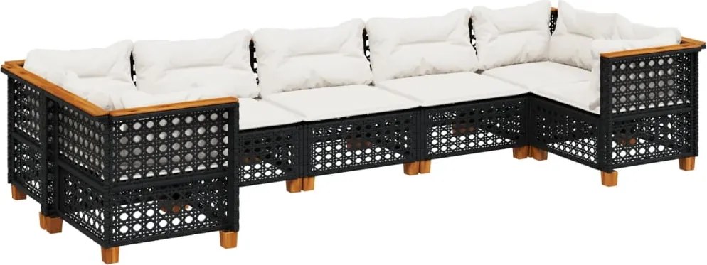 vidaXL Set canapele de grădină cu perne, 7 piese, negru, poliratan