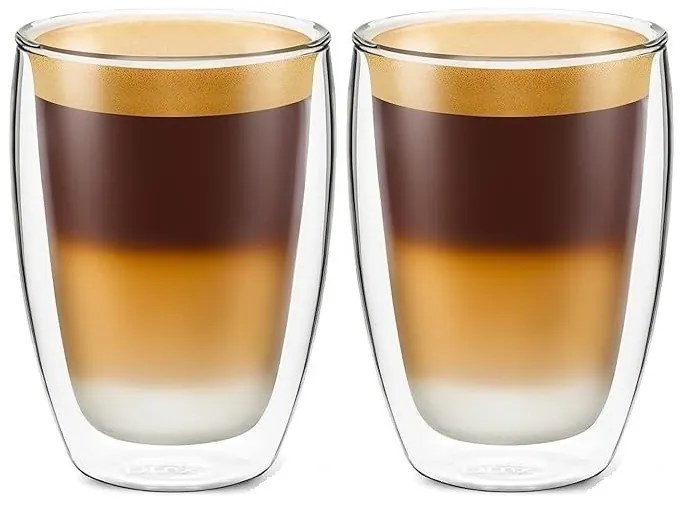 Set 2 pahare Krasino Selory, pereti dubli, sticla borosilicat, 300 ml