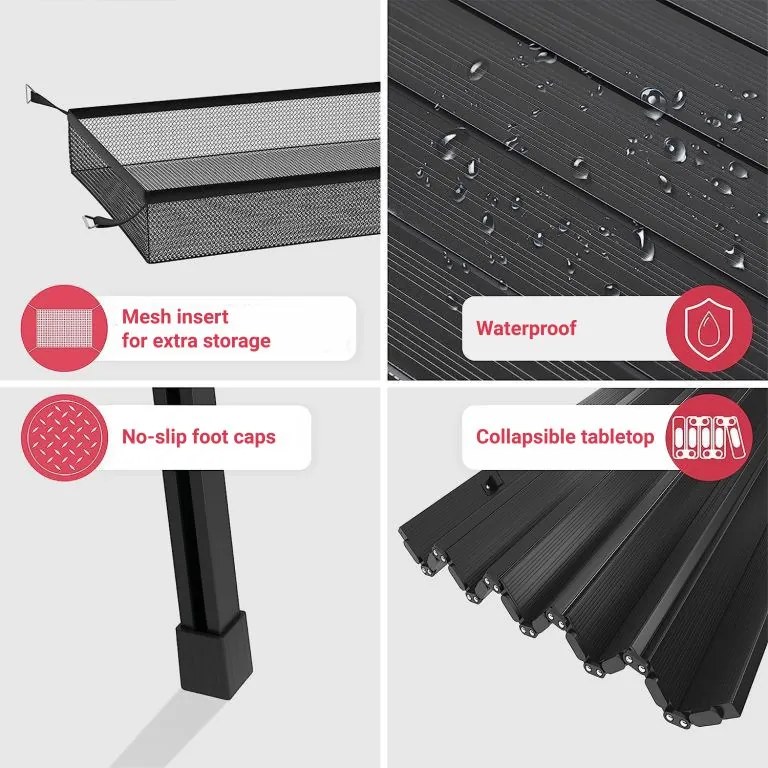 MIADOMODO Masă de camping pliabilă, 90 x 45 x 53 cm