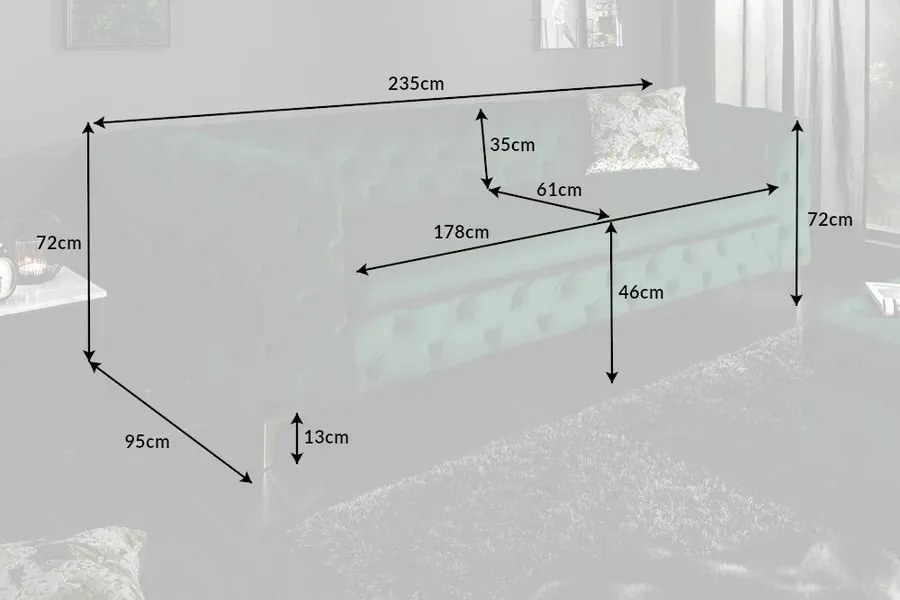 Canapea design Chesterfield, Catifea, Verde Smarald, MODERN BAROCK