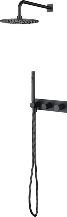Sistem de dus incastrat cu baterie monocomanda Omnires Contour antracit periat si para cu 1 functie