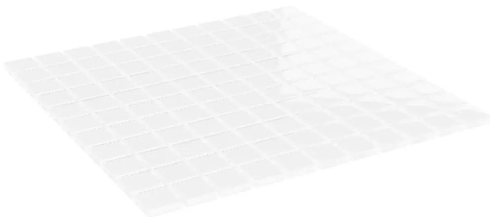 Placi mozaic, 11 buc., alb, 30x30 cm, sticla 11, Alb