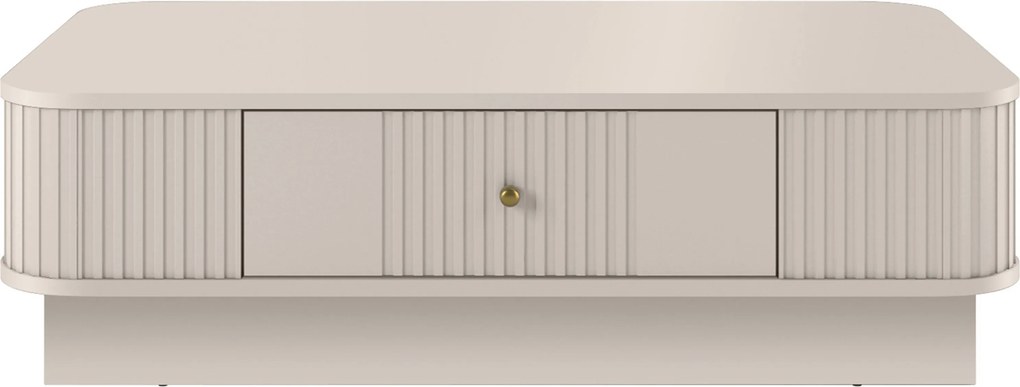 Măsuță de cafea Vesper 103x60 cm cu sertar pe plintă - cashmir / mâner auriu