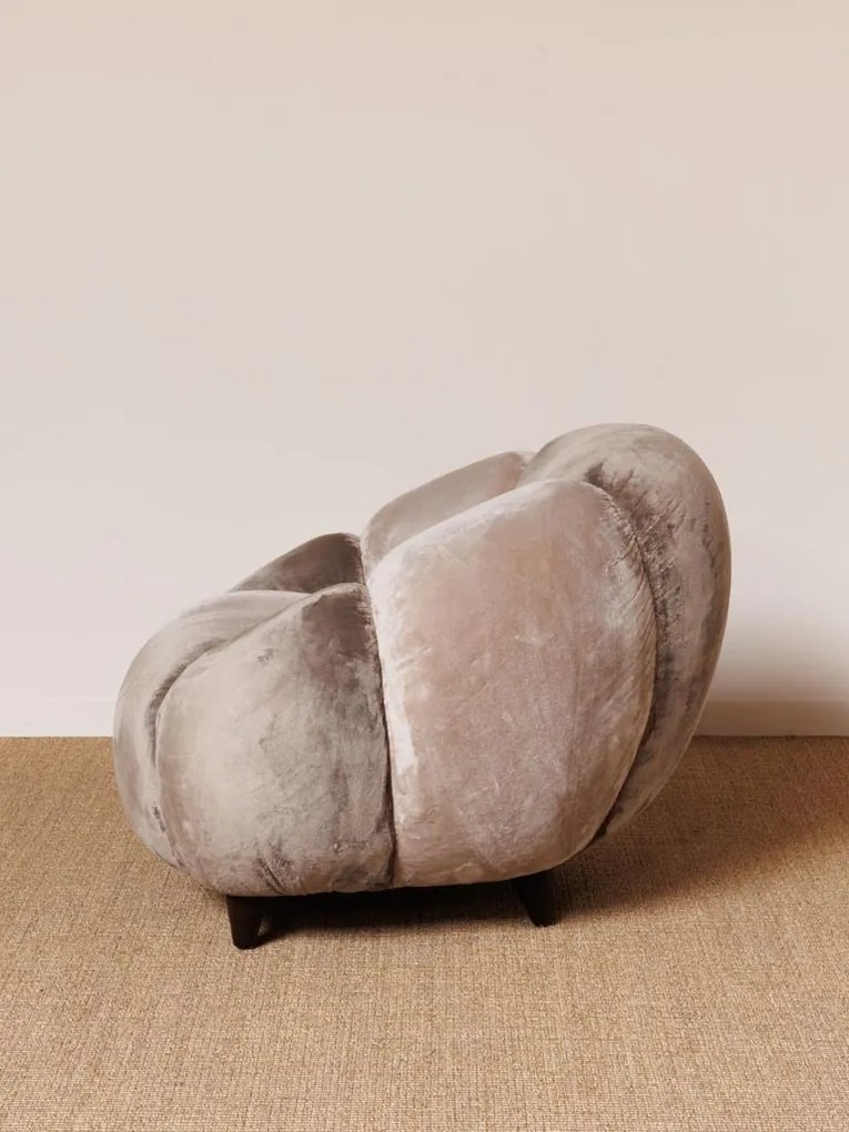 Fotoliu lounge taupe din catifea, „Mercurio”
