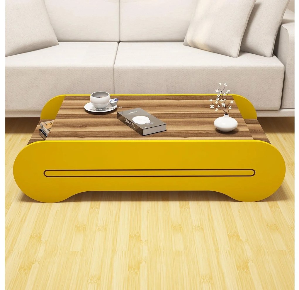 Masă de cafea Clement (Nuc + Galben). 1089043