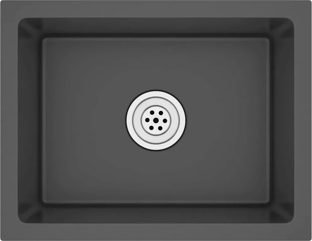 vidaXL Chiuvetă de bucătărie lucrată manual, negru, oțel inoxidabil