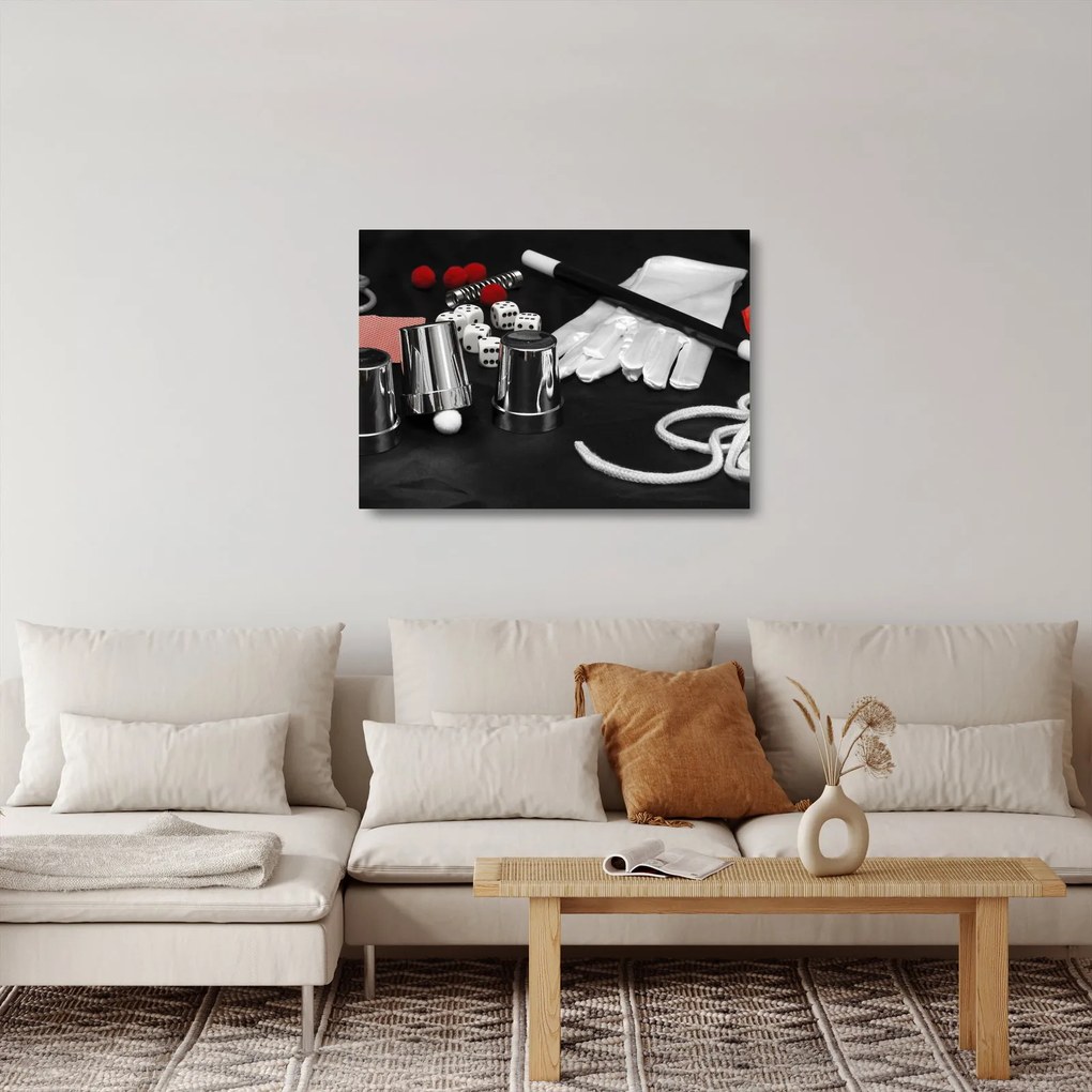 Tablou pe sticlă cu uneltele de magie (70x50 cm)