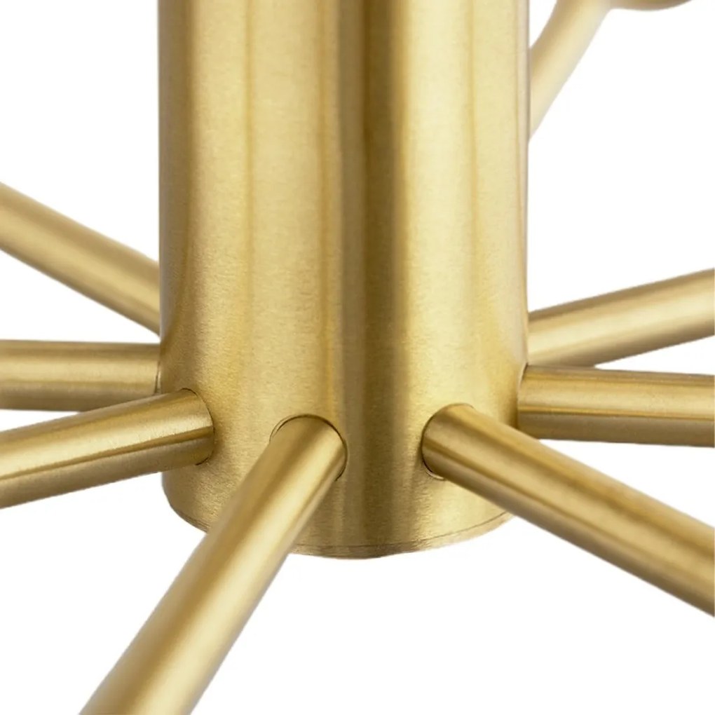 Candelabru 12 brate, alama periata, sticla alb mat PRESTON 5085