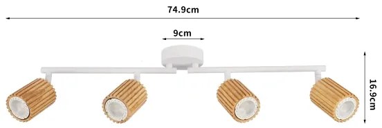 Brilagi - Spot MODERN WOOD 4xGU10/8W/230V lemn de cauciuc/alb