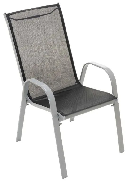 Set de grădină-4 scaune și masă de sticlă-negru