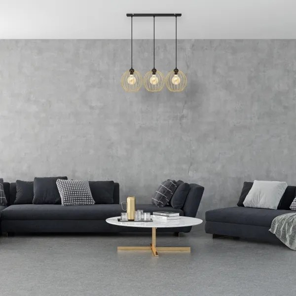 Lustră pe cablu MERCURE 3xE27/15W/230V auriu/negru