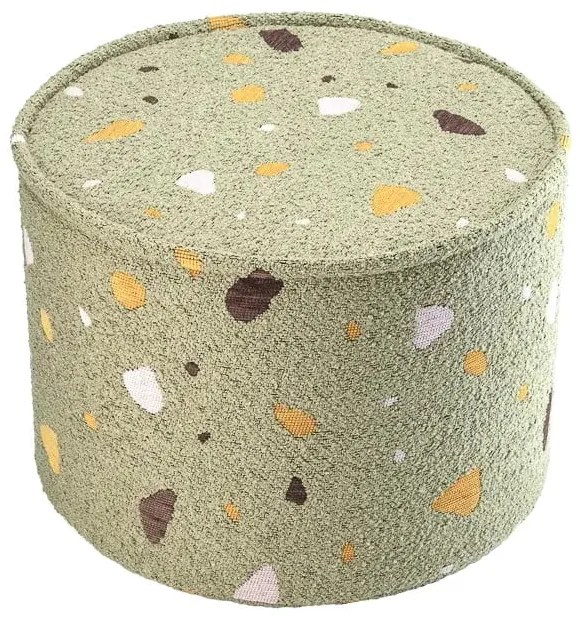 Puf de copii verde cu tapițerie din țesătură bouclé/cu tapițerie din chenille Terrazzo – Wigiwama
