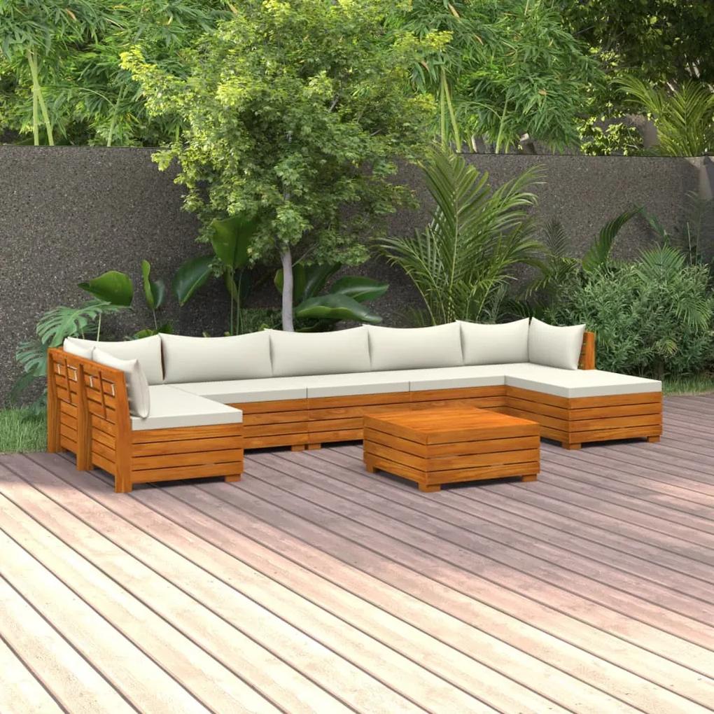 3087306 vidaXL Set mobilier grădină cu perne, 8 piese, lemn masiv acacia