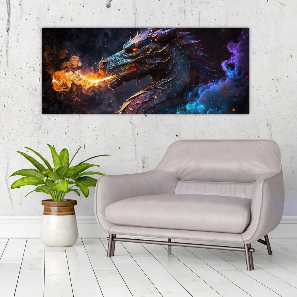 Tablou - Dragon scuipând flăcări (120x50 cm)