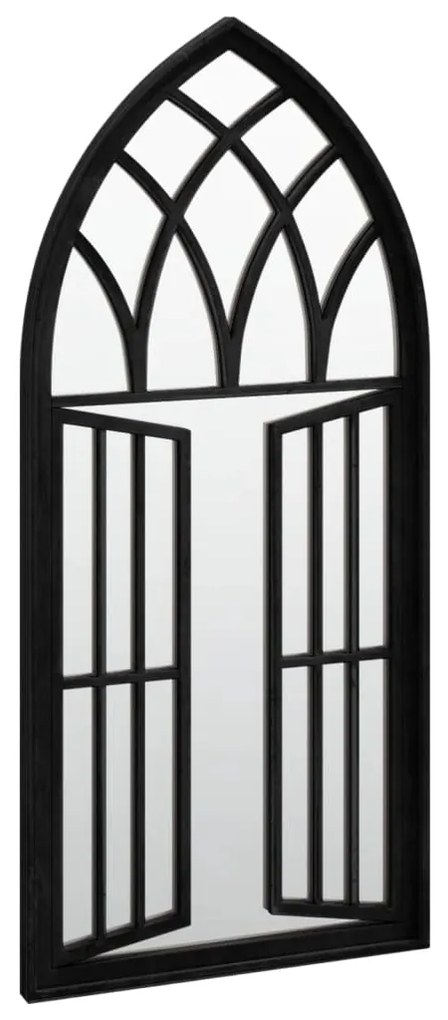 Oglinda de gradina, negru, 100x45 cm, fier uz exterior 1, Negru, 100 x 45 cm