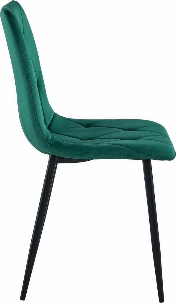 OFERTA Scaun de masa din catifea verde inchis LIBRA cu picioare negre calitate II