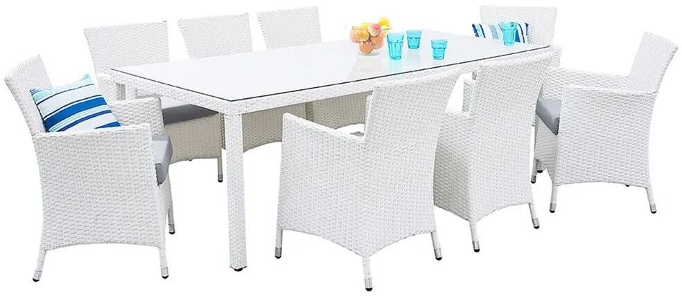 Set de masă pentru grădină Talian (alb). 1011665