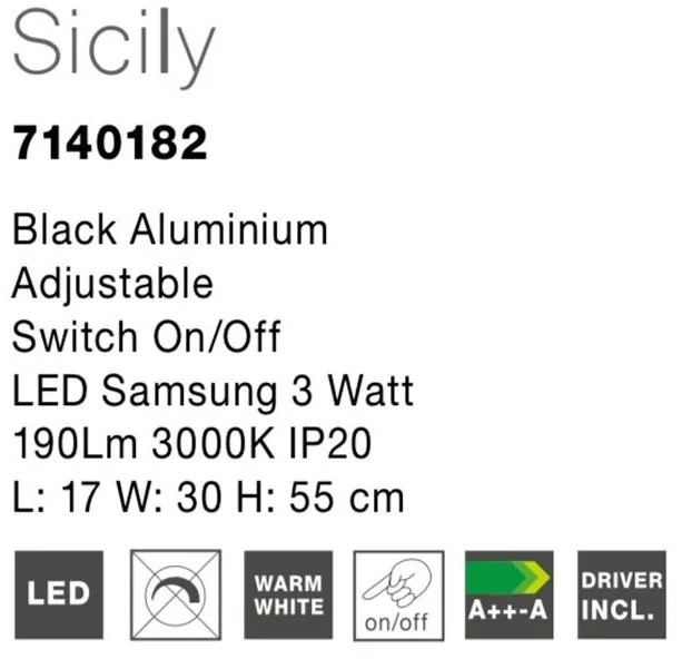 Veioza LED cu spot directionabil design minimalist Sicily NVL-7140182
