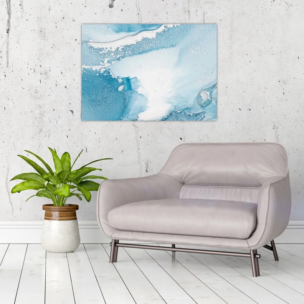 Tablou pe sticlă - Decor albastru (70x50 cm)
