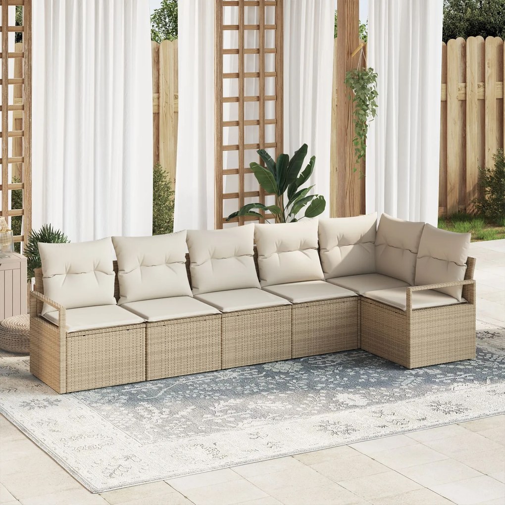 vidaXL Set de canapele pentru grădină 6 pcs Bej Rattan poli