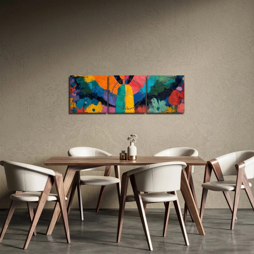 Tablou - Înger abstract cu flori (cu ceas) (90x30 cm)