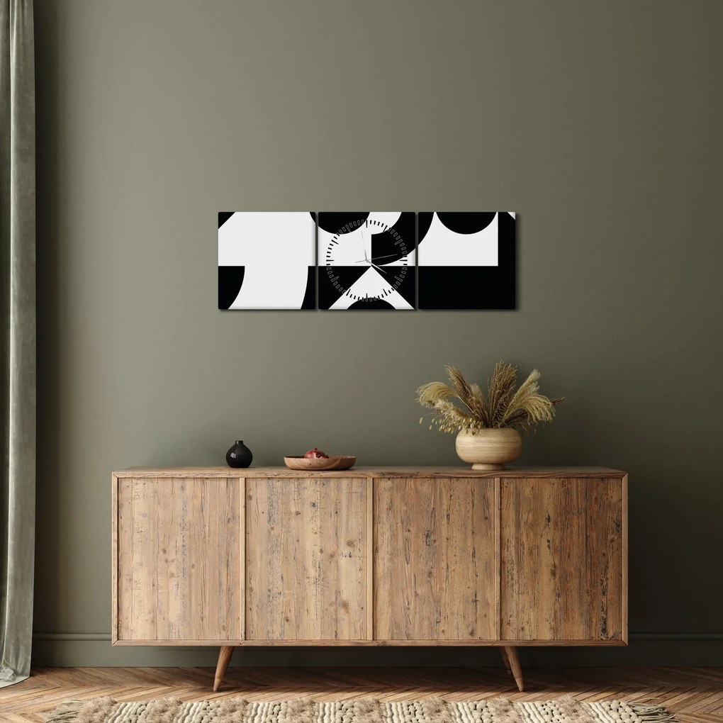 Tablou - Abstracție geometrică N⁰1 (cu ceas) (90x30 cm)