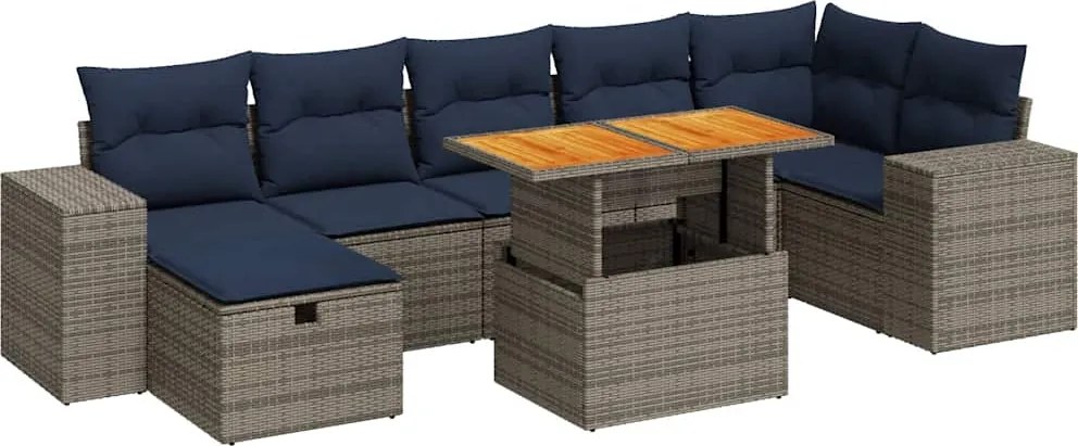 vidaXL Set canapele de grădină cu perne, 8 piese, maro, poliratan