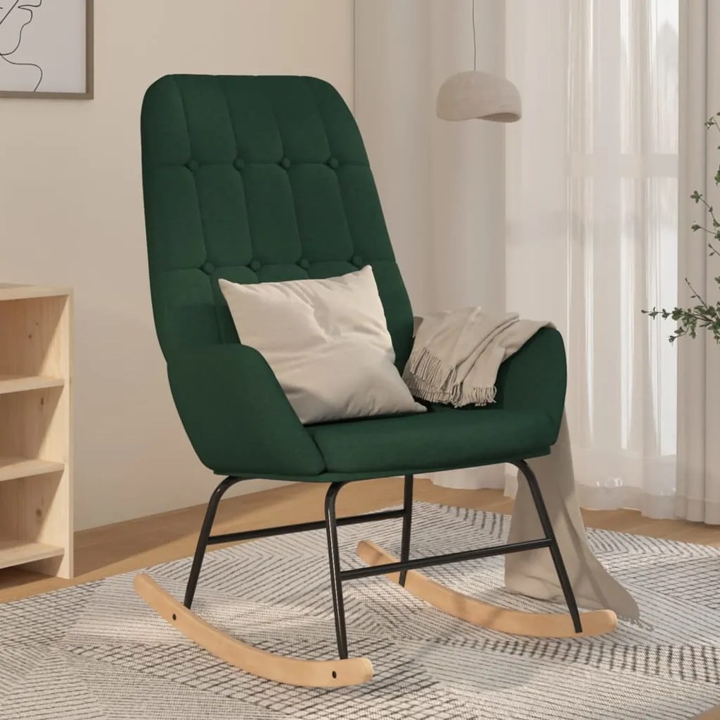 vidaXL Scaun balansoar, verde închis, material textil