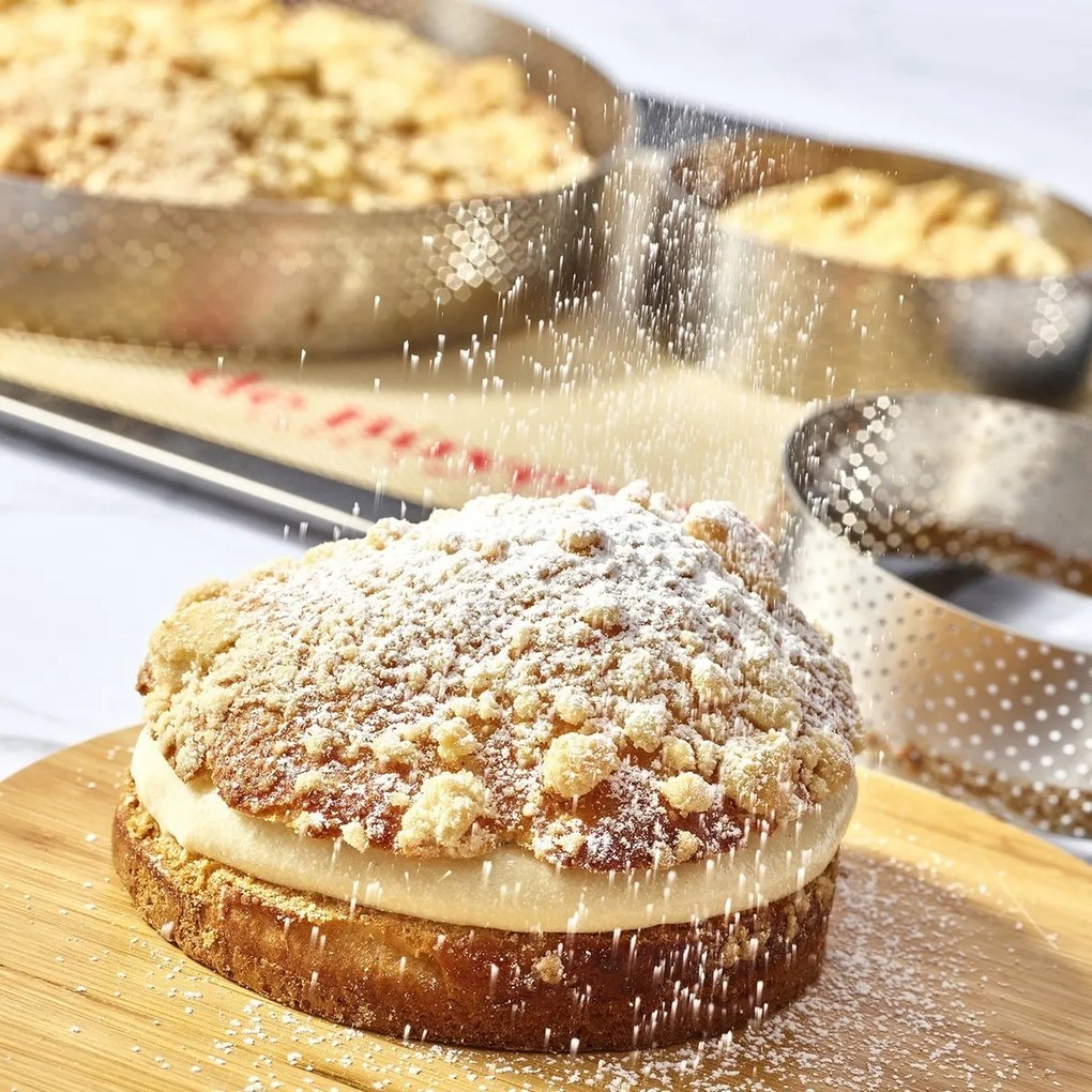 Inel de tort perforat rotund De Buyer 3098.05, 12,5 cm, oțel inoxidabil, 12,5 cm