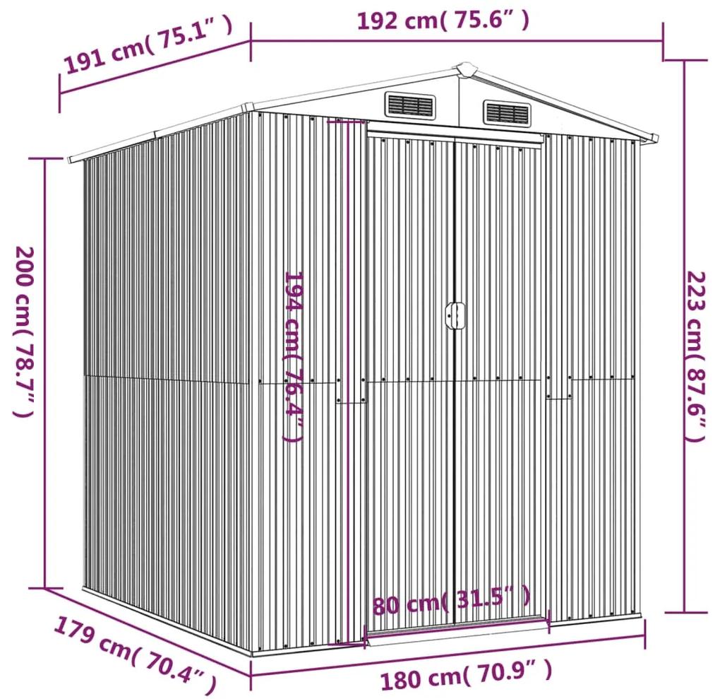 Sopron de gradina, antracit, 192x191x223 cm, otel galvanizat 192 x 191 x 223 cm