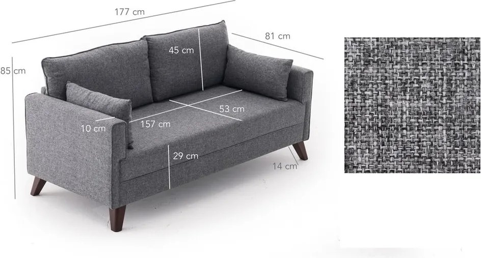 Canapea gri 177 cm Bella – Balcab Home