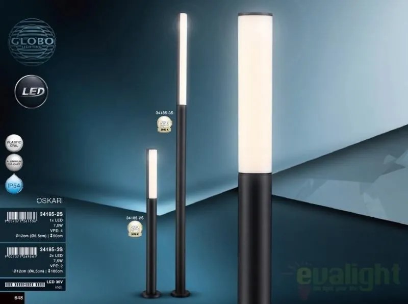Stalp exterior IP54, H-90cm, LED Oskari 34185-2S GL