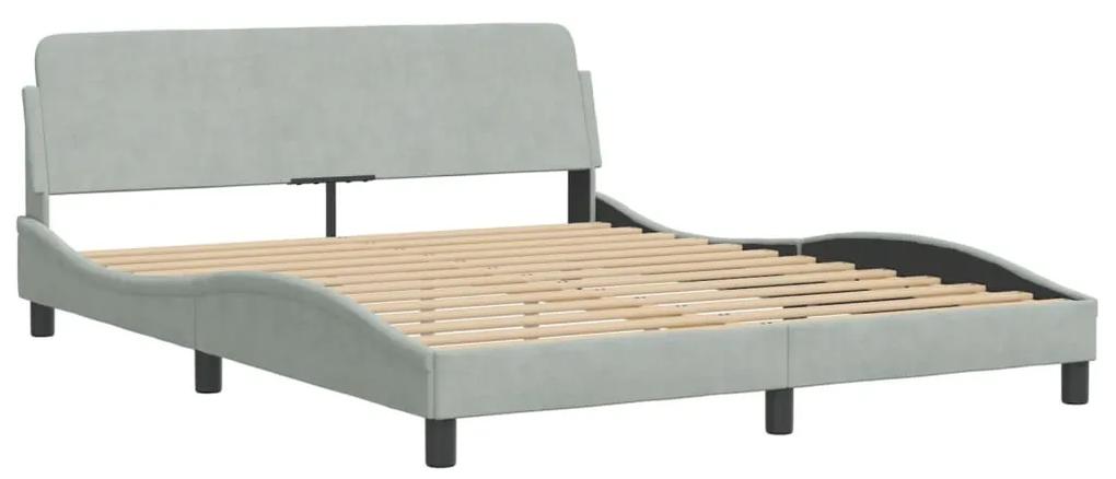 373212 vidaXL Cadru de pat cu tăblie, gri deschis, 160x200 cm, catifea