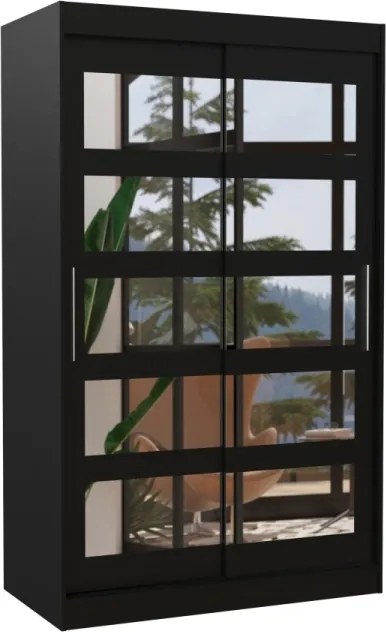 Dulap cu usi glisante si oglinda 120x200 cm, Salem, ADRK Furniture (Culoare: Trufă)