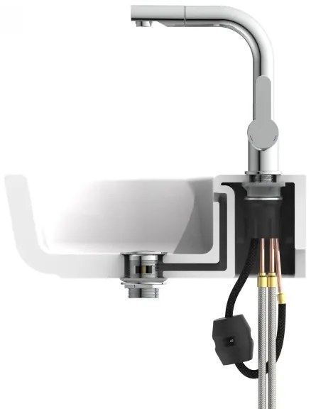 Baterie de bucătărie Schütte 79710 LONDON, crom lucios, cu pulverizator extractabil