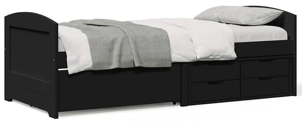 vidaXL Pat de zi cu 5 sertare fără saltea „IRUN” Negru 90x200 cm
