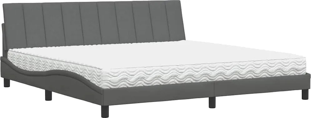 vidaXL Pat cu saltea, Hanko, gri închis, 200x200 cm, textil