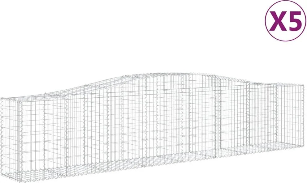 vidaXL Coșuri gabion arcuite 5 buc, 400x50x80/100 cm, fier galvanizat