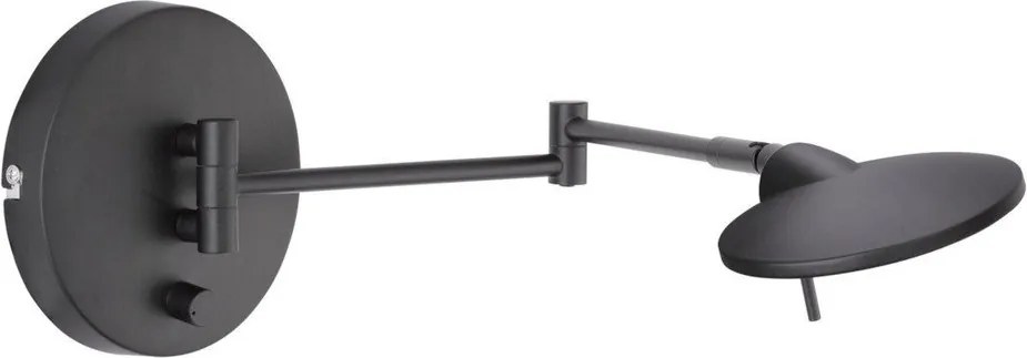 Aplică de perete negru-mat LED cu structură flexibilă/cu intensitate reglabilă Kazan – Trio