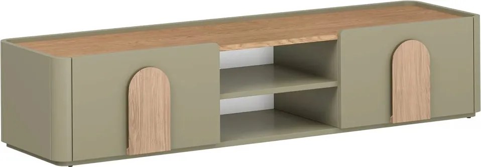 Comodă TV cu sertar Amilio 170 cm - eucalipt / stejar baltic dune / mânere stejar natural