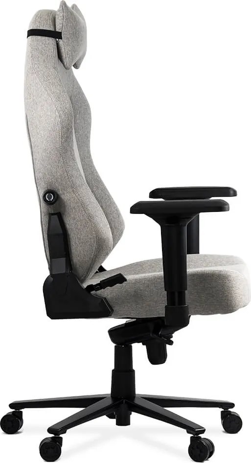 Scaun gaming gri din stofa cu cotiere 4D, durabil OFF 297