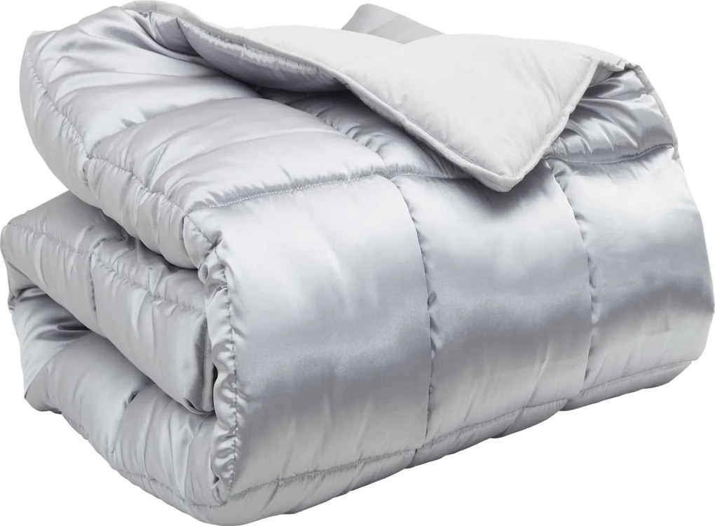 vidaXL Duvet de iarnă Argintiu 200 x 220 cm Satin și Microfibra