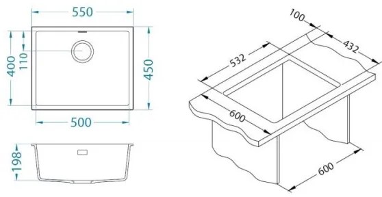 Chiuvetă de bucătărie ALVEUS 1150054 OMNI 55x45 cm bej