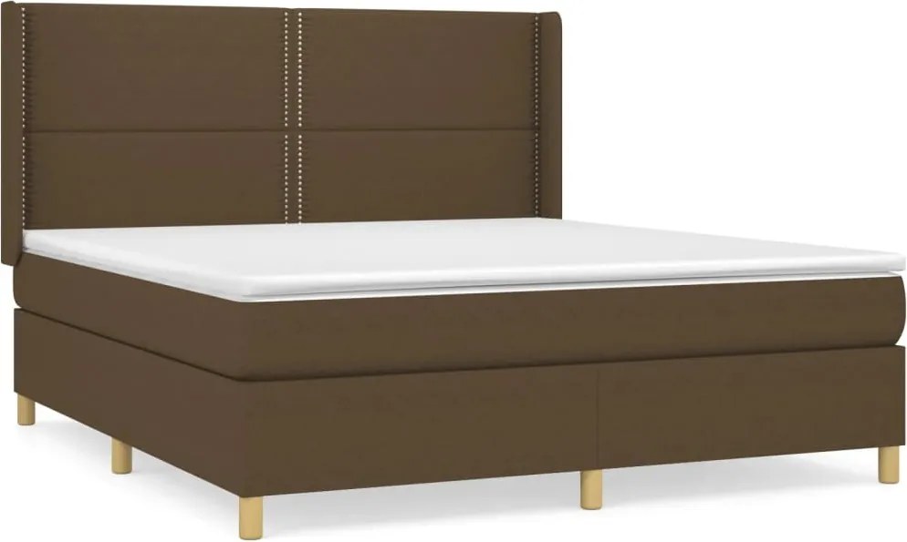 vidaXL Pat continental cu saltea maro închis 180x200cm material textil
