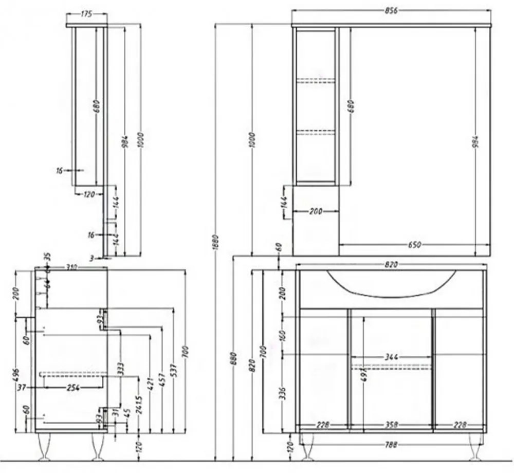 Mobilier complet de baie Bianca Plus 85, culoare stejar sonoma, deschidere pe dreapta