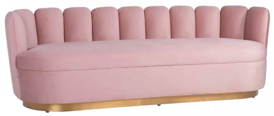Canapea din catifea Camden, 3 persoane, pink velvet