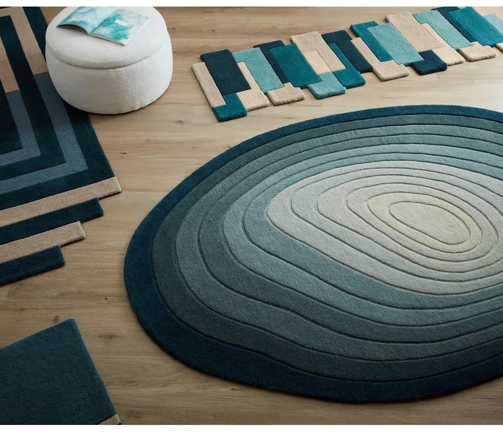 Covor albastru din lână 160x230 cm Puddle Ombre Wool – Flair Rugs